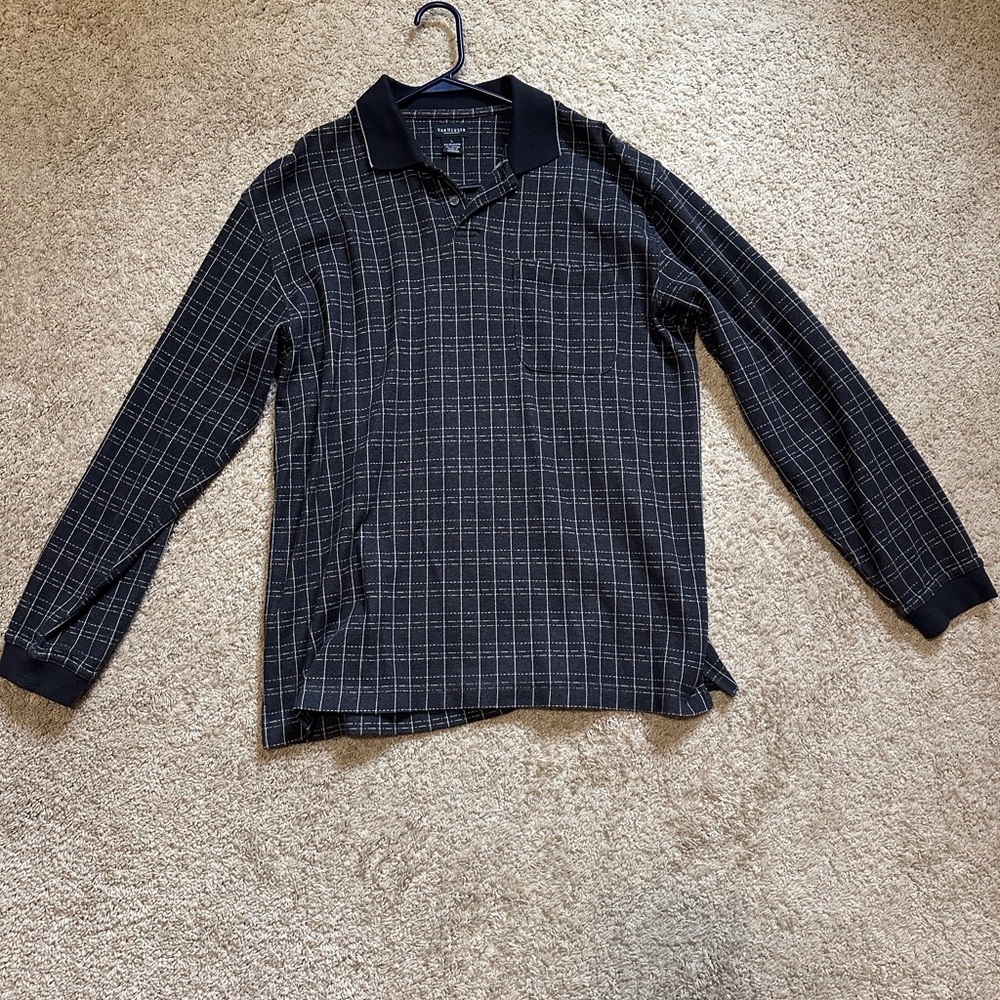 Men's Black Checkered Polo Shirt